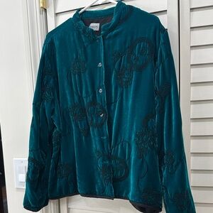 Chico's Teal Embroidered Jacket